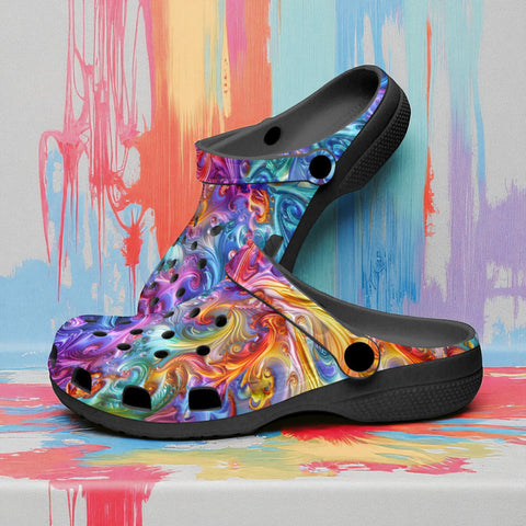 Classic Clogs Vibrant Swirling Colors
