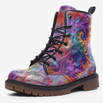 Leather Boots Colorful Vibrant Swirling Abstraction