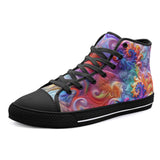 High-Top Canvas Shoes Colorful Vibrant Swirling Abstraction