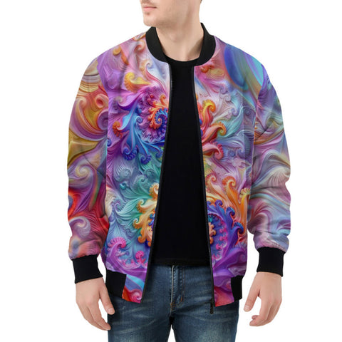 Bomber Jacket Colorful Vibrant Swirling Abstraction