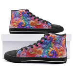 High-Top Canvas Shoes Colorful Vibrant Swirling Abstraction