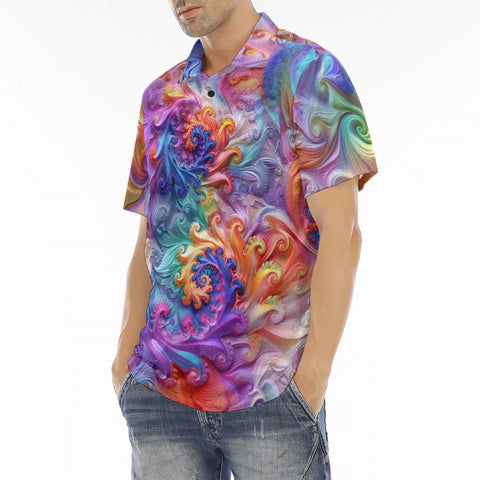 Men's Polo Shirt Colorful Vibrant Swirling Abstraction