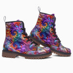 Leather Boots Colorful Vibrant Swirling Abstraction