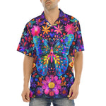 Hawaiian Shirt Neon Butterfly Colorful Flowers