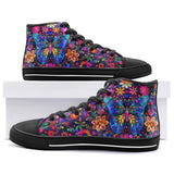 High-Top Canvas Shoes Neon Butterfly Colorful Flowers