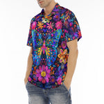 Men's Polo Shirt Neon Butterfly Colorful Flowers