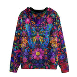 Men's Zip Up Hoodie Neon Butterfly Colorful Flowers