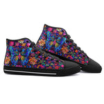 High-Top Canvas Shoes Neon Butterfly Colorful Flowers