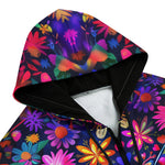 Men's Zip Up Hoodie Neon Butterfly Colorful Flowers