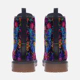 Leather Boots Neon Butterfly Colorful Flowers