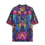 Hawaiian Shirt Neon Butterfly Colorful Flowers