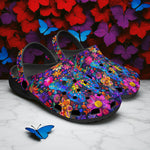 Classic Clogs Neon Butterfly Colorful Flowers