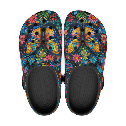 Classic Clogs Colorful Butterfly Vibrant Flowers