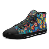 High-Top Canvas Shoes Colorful Butterfly Vibrant Flowers