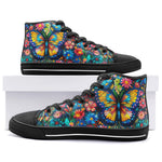High-Top Canvas Shoes Colorful Butterfly Vibrant Flowers