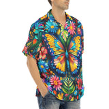 Hawaiian Shirt Colorful Butterfly Vibrant Flowers