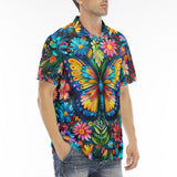 Men's Polo Shirt Colorful Butterfly Vibrant Flowers