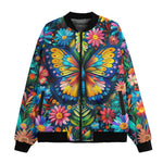 Bomber Jacket Colorful Butterfly Vibrant Flowers