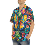 Hawaiian Shirt Colorful Butterfly Vibrant Flowers