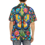 Hawaiian Shirt Colorful Butterfly Vibrant Flowers