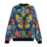 Bomber Jacket Colorful Butterfly Vibrant Flowers