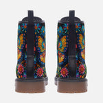 Leather Boots Colorful Butterfly Vibrant Flowers