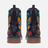 Leather Boots Colorful Butterfly Vibrant Flowers