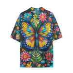 Hawaiian Shirt Colorful Butterfly Vibrant Flowers