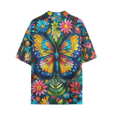 Hawaiian Shirt Colorful Butterfly Vibrant Flowers