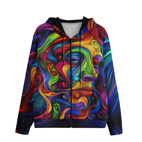 Men's Zip Up Hoodie Psychedelic Colorful Swirling Waves