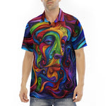 Men's Polo Shirt Psychedelic Colorful Swirling Waves