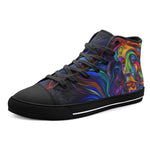 High-Top Canvas Shoes Psychedelic Colorful Swirling Waves