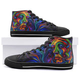 High-Top Canvas Shoes Psychedelic Colorful Swirling Waves