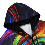 Men's Zip Up Hoodie Psychedelic Colorful Swirling Waves