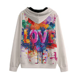 Men's Zip Up Hoodie Love Hearts Colorful Art