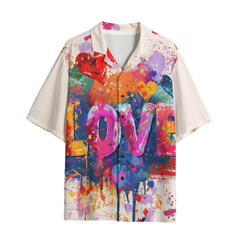 Hawaiian Shirt Love Hearts Colorful Art