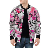 Bomber Jacket Pink Butterflies Graffiti Art