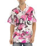 Hawaiian Shirt Pink Butterflies Graffiti Art