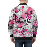 Bomber Jacket Pink Butterflies Graffiti Art