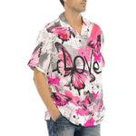 Hawaiian Shirt Pink Butterflies Graffiti Art