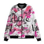 Bomber Jacket Pink Butterflies Graffiti Art