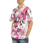 Hawaiian Shirt Pink Butterflies Graffiti Art