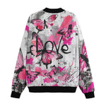 Bomber Jacket Pink Butterflies Graffiti Art