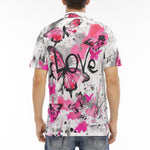 Men's Polo Shirt Pink Butterflies Graffiti Art