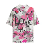 Hawaiian Shirt Pink Butterflies Graffiti Art
