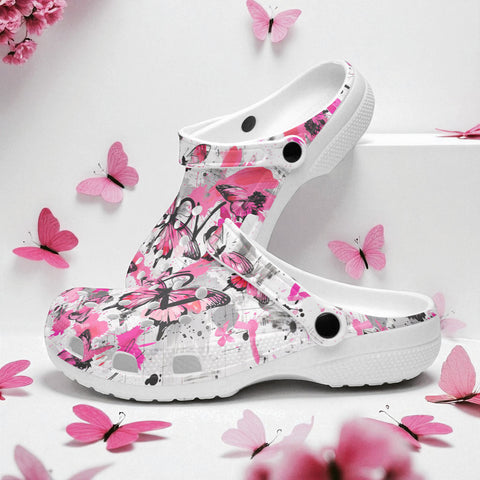 Classic Clogs Pink Butterflies Graffiti Art