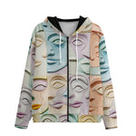 Men's Zip Up Hoodie Pastel Colored Clay Faces