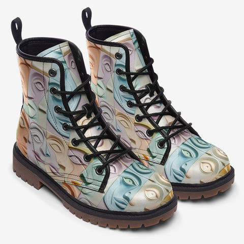 Leather Boots Pastel Colored Clay Faces