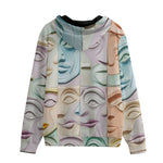 Men's Zip Up Hoodie Pastel Colored Clay Faces