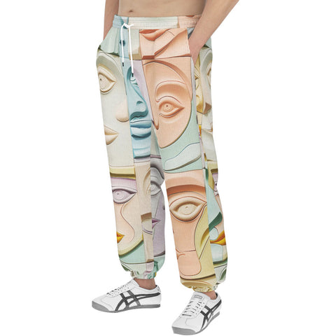 Men's Sweatpants Pastel Colored Clay Faces